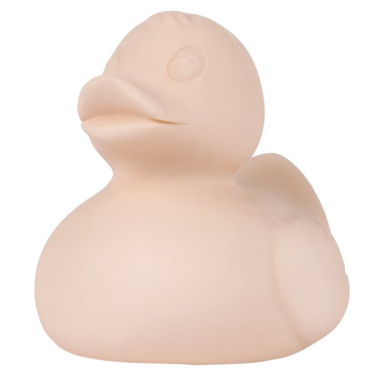 Oli and carol natural rubber duck bath toy in the nude colour on a white background