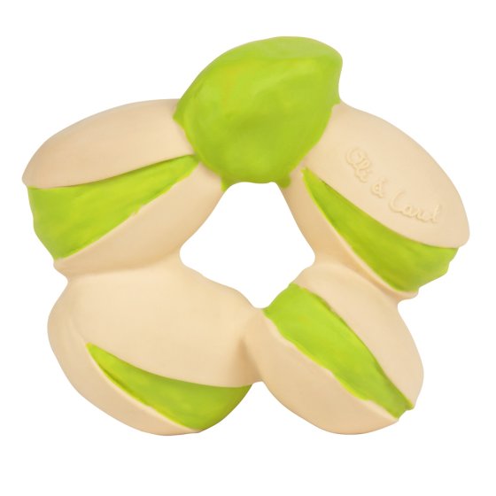 Oli and carol eco-friendly natural rubber patricio the pistachio food toy on a white background