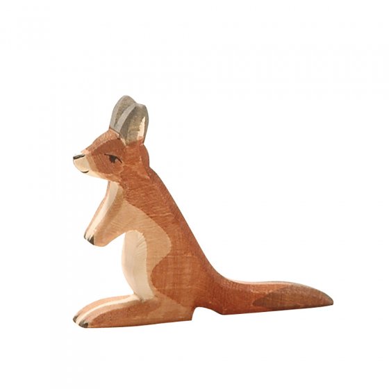 Ostheimer small, plastic free wooden kangaroo toy on a white background