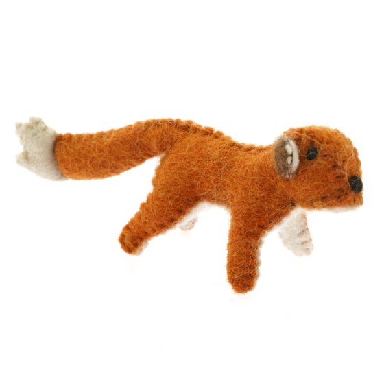 Papoose handmade felt fox figure on a white background
