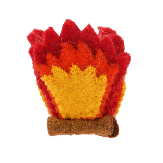 Papoose childrens mini felt fire toy on a white background