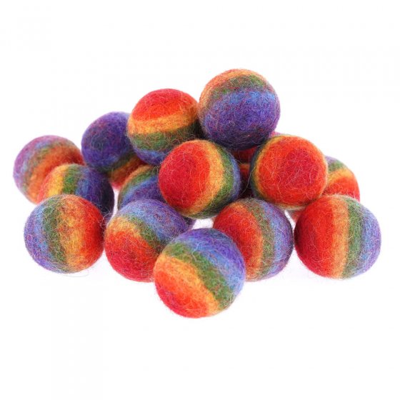 Papoose Felt Rainbow Balls 3.5cm 20 Pack