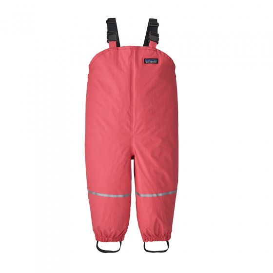 Patagonia baby torrentshell 3L waterproof bibs in the range pink colour on a white background