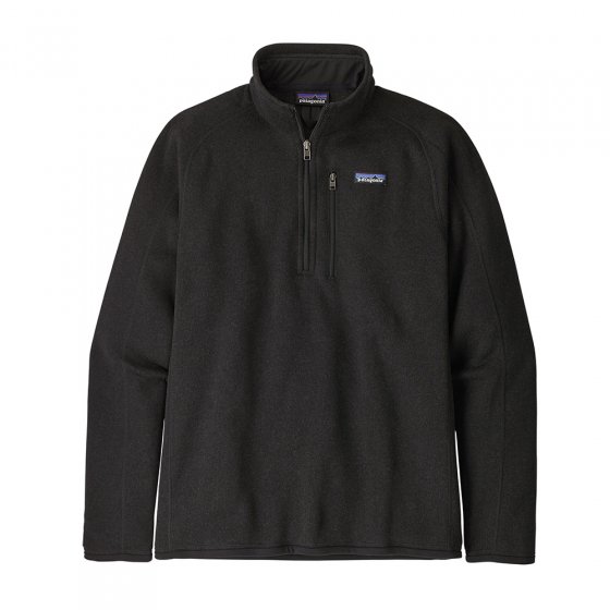 Patagonia recycled polyester knit 1/4 zip better sweater in black on a white background