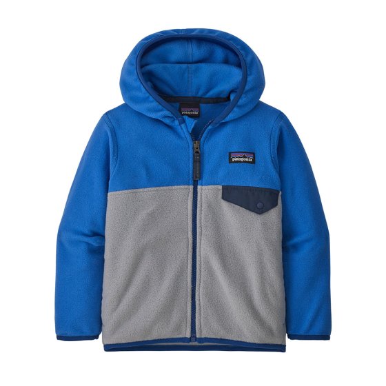 Patagonia childrens eco-friendly salt grey micro d snap t jacket on a white background