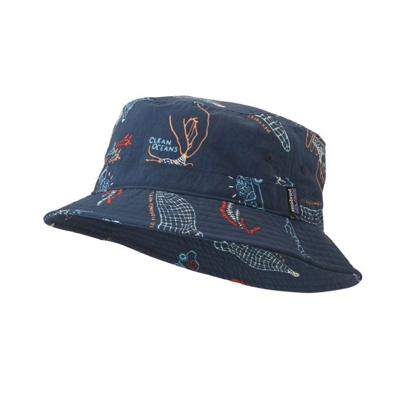 Patagonia adults tidepool blue wavefarer bucket hat on a white background