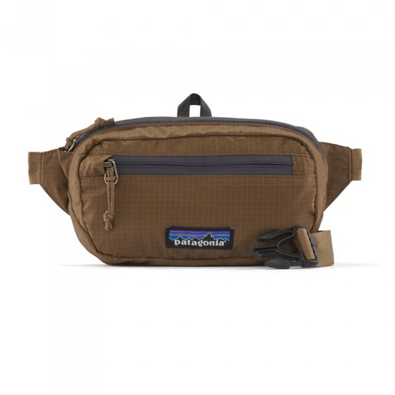 Patagonia ultralight black hole mini hip pack in coriander brown on a white background