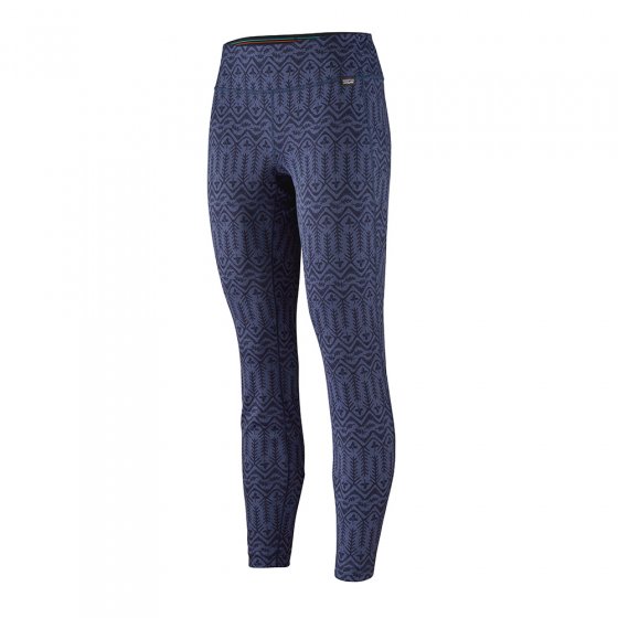 Patagonia womens capilene midweight bottoms in the classic navy sidekick colour on a white background