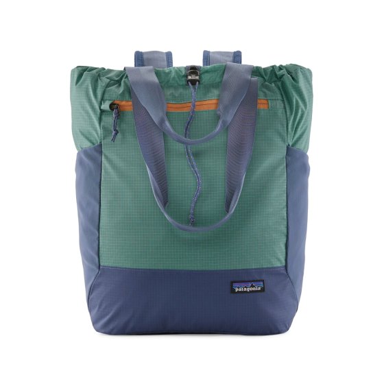 The Patagonia Ultralight Black Hole 27L Tote Pack - Fresh Teal, front view, stood upright, white background