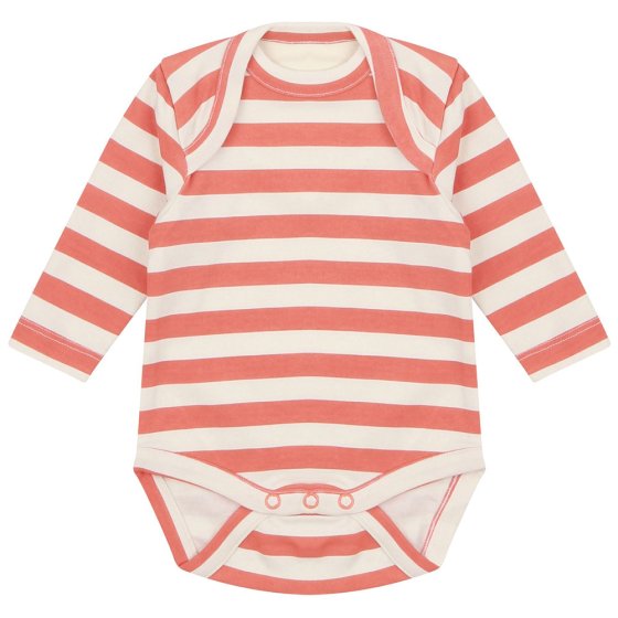 Piccalilly Spicy Orange Organic Cotton Stripe Baby Bodysuit on a white background