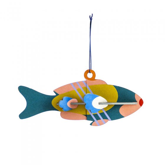 Studio Roof renewable 3D fish ornament on a white background
