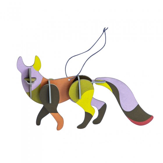Studio Roof renewable recycled cardboard fox ornament on a white background