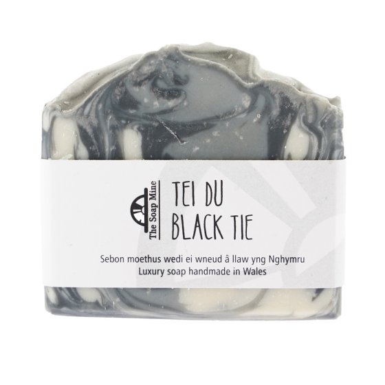 The Soap Mine Black Tie Fragrance Oil Soap Bar 100g on white background