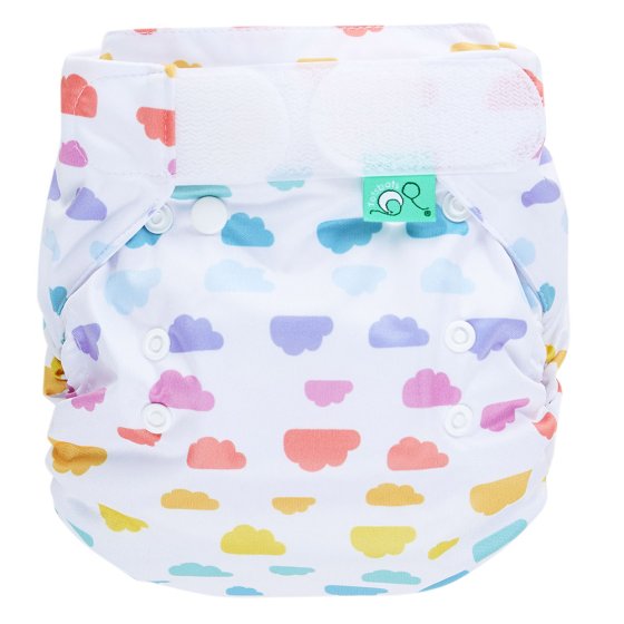 Tots Bots Bamboozle Nappy wrap in the rainbow loud nine print on white background