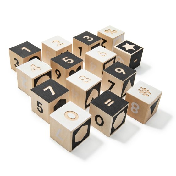 Uncle Goose eco-friendly wooden to tonet number blocks laid out on a white background