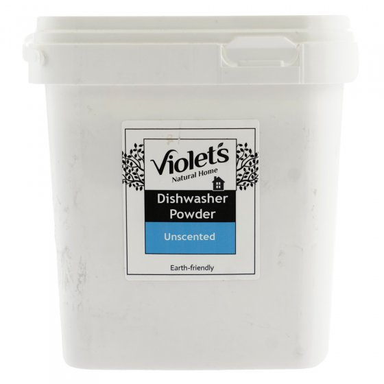 Violets 1.5kg eco-friendly dishwasher powder tub on a white background