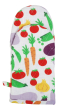 Cotton and linen blend oven glove with colourful vegetables print from DUNS