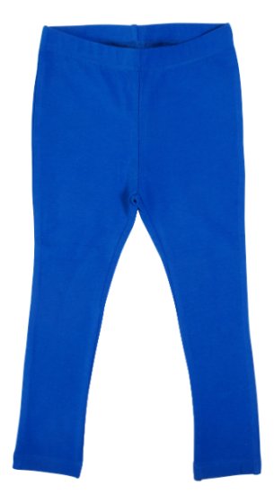 Children leggings in a plain mid-blue organic cotton from DUNS