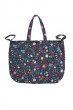 Frugi recycled pack away tote bag in the mountainside floral colour on a white background