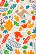Frugi soft white woodland friends close up print of moose, foes, acorns and leaves