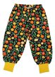 Organic cotton children baggy pants with fresh and zesty citrus print on black from DUNS