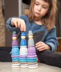 Grapat Winter Nins Seasonal Play Set, including nins, magos, rings, coins and mates in the cool, icy colours of winter. Perfect for open-ended play. Child stacking toys at home.