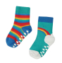 Frugi grippy 2 pack socks pacific aqua rainbow