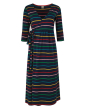 Frugi Adult Indigo Rainbow Stripe Rico Wrap Dress
