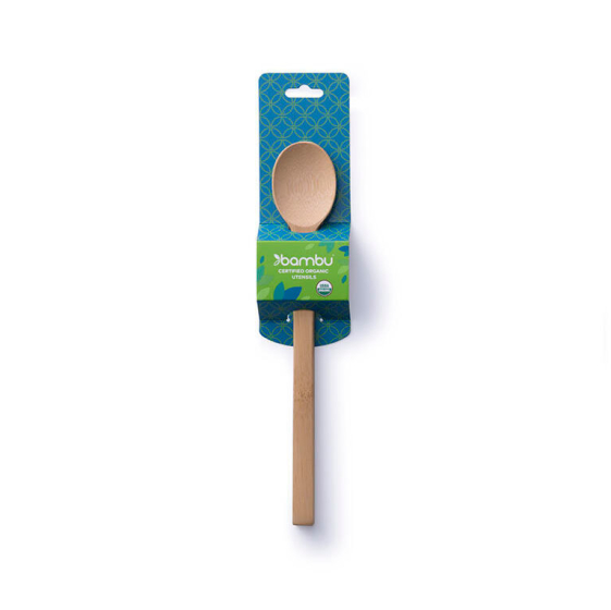 Bambu Long Handle Bamboo Spoon in packaging on plain white background