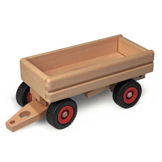 Fagus large wooden dumper trailer toy on a white backrground