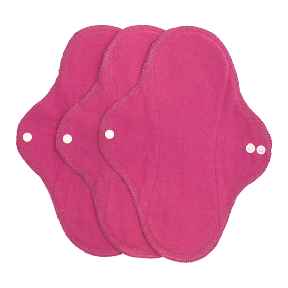 3 pack of Imse Vimse classic reusable period pads in the sangria solid colour on a white background
