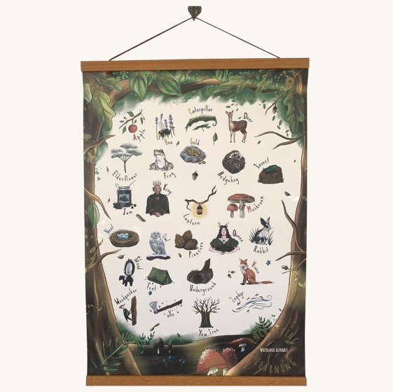 The Phive Enchanting Woodland Alphabet Print pictured on a plain background 