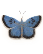 The Makerss Needle Felt Large Blue Butterfly. A beautifully crafted butterfly in blue, white, black and brown, sat on a white background