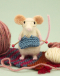 Knitting Mouse is creating a beautiful blue outfit! Stood among the wool and yard, knitting mouse looks right at home