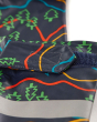 Close up of the velcro strap on the Frugi kids eco-friendly rainbow print rainy days jacket