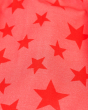 Close up of the repeated red star print on the Frugi kids dolcie dress