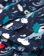 Close up of the adjustable velcro cuffs on the Frugi childrens eco-friendly pegasus print waterproof jacket