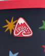Close up of the Frugi logo on the childrens star print explorer wellies
