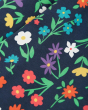 Close up of the Frugi indigo wild flowers print