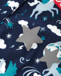 Close up of the reflective stars on the Frugi pegasus explorer waterproof coat