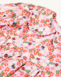 A closer view of the frills on the collar of the Frugi GOTS organic cotton Matilda Collared Dress - Pink Floral Fun.