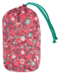 Frugi Toasty Trail coat bag in pink with all over floral print and aqua drawcord