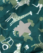 Close up of the reflective stars on the Frugi recycled plastic waterproof all in one outfit