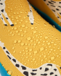 Close up of some water droplets on the Frugi eco-friendly puddle buster wellies