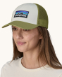 Patagonia P-6 Logo LoPro Trucker Hat - White w/Buckhorn Green
