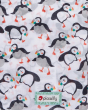 Piccalilly Organic Cotton Baby Muslin Swaddle - Puffin. A beautiful white muslin swaddle cloth with puffin prints