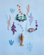 Studio Roof DIY card sea creature wall decorations on a blue wall