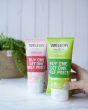Weleda Refresh Creamy Body Wash  200ml, a green tube of natural body wash with a pink tube behind