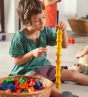 Grapat 36 Wooden Spools - Rainbow Reels in 6 different rainbow colours and 3 different shapes. Perfect for sorting, matching, counting and threading for early years play. Child stacking yellow reels at home. 