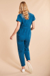 Woman wearing the Frugi Adult deep sea blue coloured Hannah Maternity Jumpsuit showing the back of the outfit